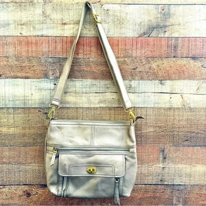 Fossil Leather Metallic Crossbody Bag